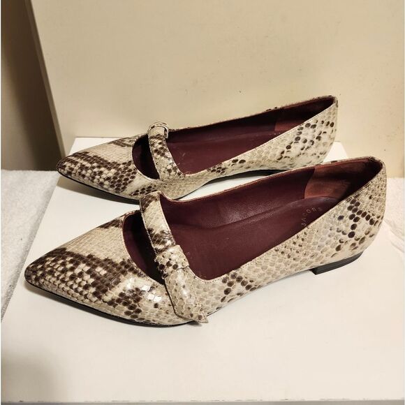 Marc by Marc Jacobs Snake Print Leather Mary Jane Pointy Flats Sz.8/38 Ret.$379 - Picture 1 of 8